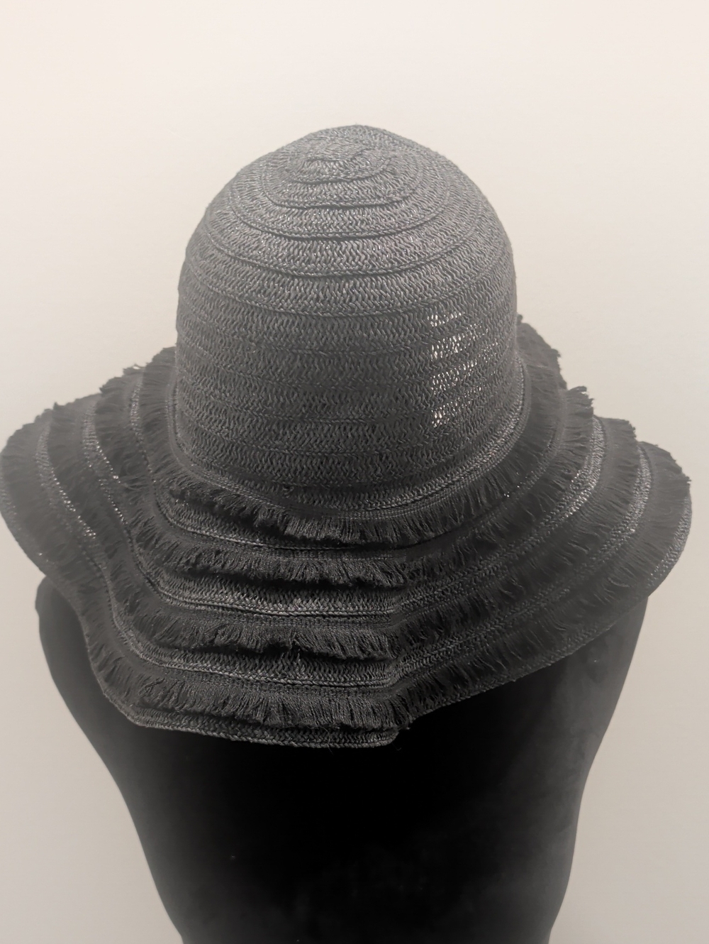 Stella & Dot Black Layered Brim Straw Hat